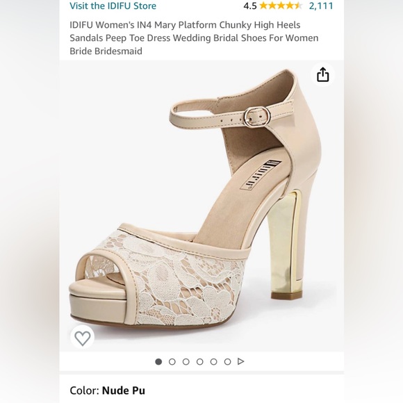 IDIFU Women's IN4 Mary Platform Chunky High Heels
Sandals Peep Toe Dress Bridal - Picture 3 of 11